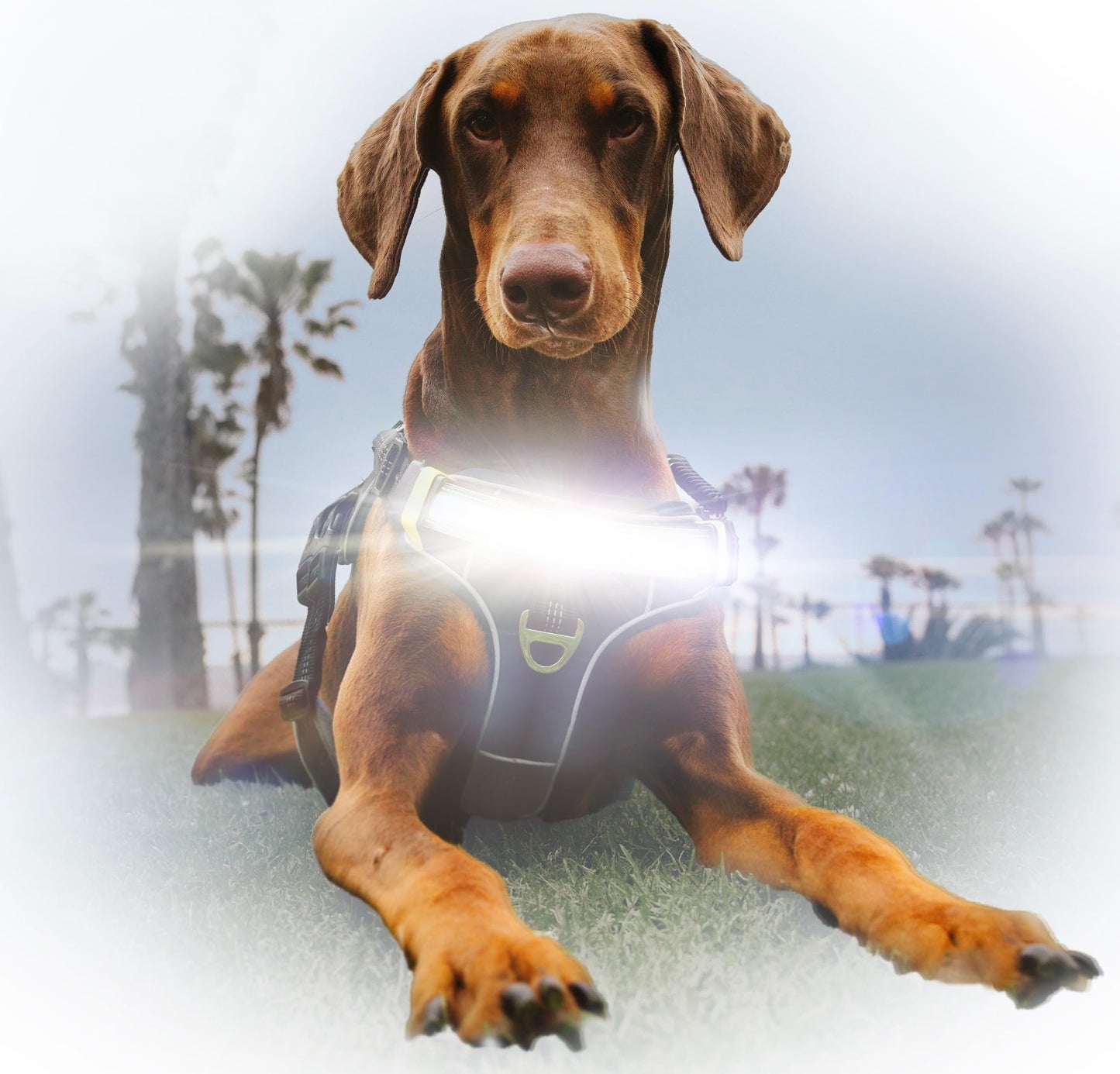Lumi One LED Dog Harness for Night Visibility and Safety, Patent Pending – High-Visibility Light-Up Dog Vest with 1000 Lumen LED, Rechargeable Battery, Adjustable Fit, Reflective Trim (Black, Medium)