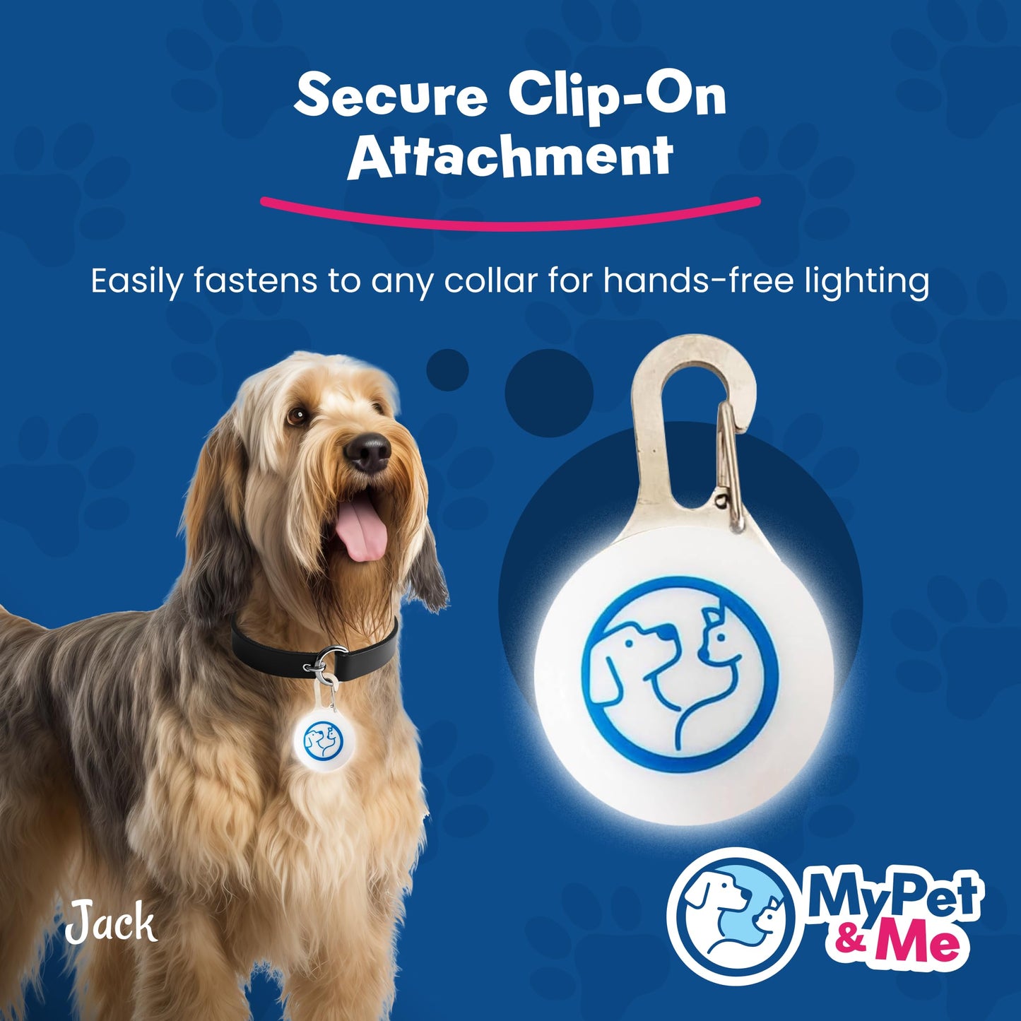 My Pet & Me - LED Dog Collar Light | Clip-On Pet Safety Light for Night Walks | Long-Lasting Glow for Enhanced Visibility | Circular LED Collar Light for Dogs & Cats