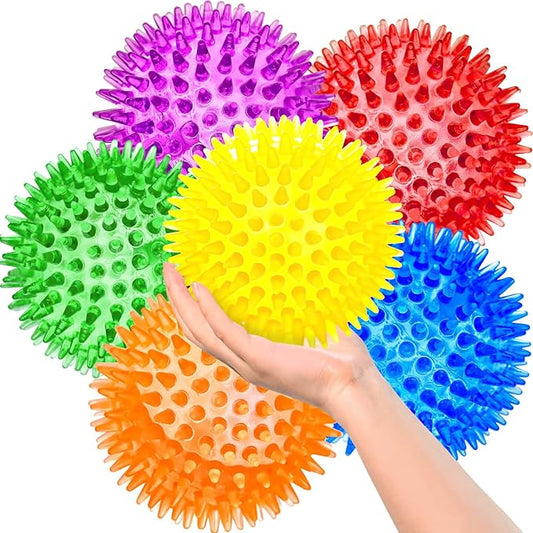 SHARLOVY 3.5” Large Dog Toys Ball, 6 Pack Squeaky oys, Durable for Aggressive Chewers, Spiky Ball for Clean Teeth and Training, Fetch Toys for Large Dogs, for Puppy Chew and Teething