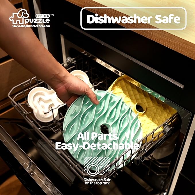 Insert, Transform Your Dog's Bowl to Slow Feeder, 6 Cup 9.8 Inch Yellow