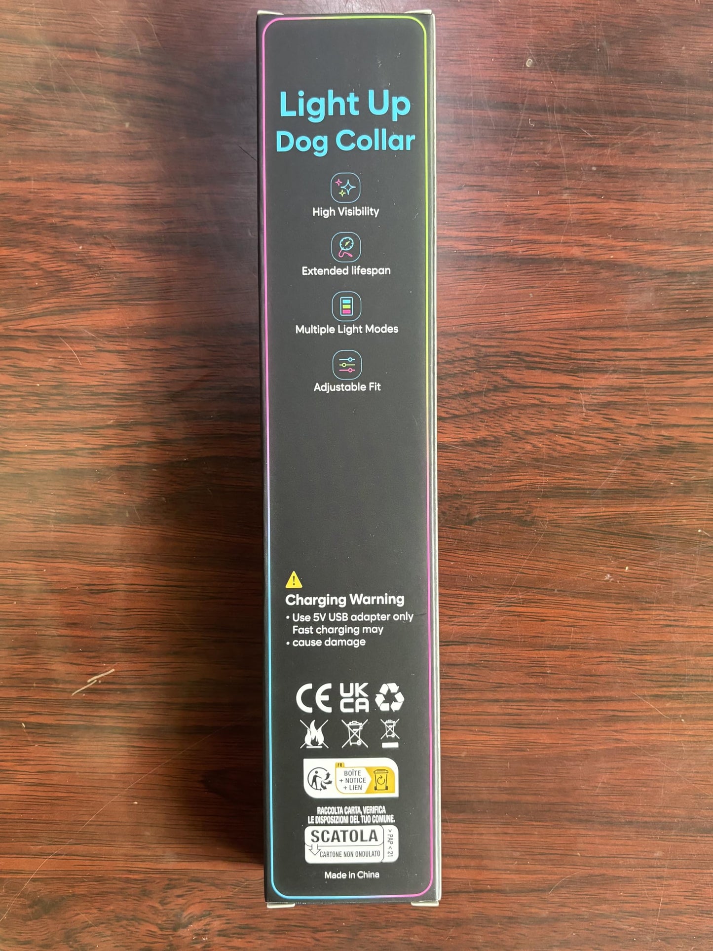 Light Up Dog Collar, Multicolor LED Dog Collar with 7 Lighting Modes - USB-C Rechargeable, Real-Time Battery Indicator, Waterproof & Adjustable Glow Collar for Safe Night Walks (M)