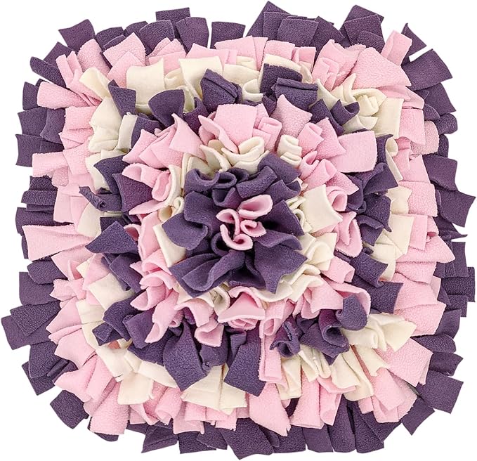 Pet Snuffle Mat for Dogs, Dog Feeding Mat, Nosework Training Mats for Foraging Instinct Interactive Puzzle Toys (Pink&Violet &White)