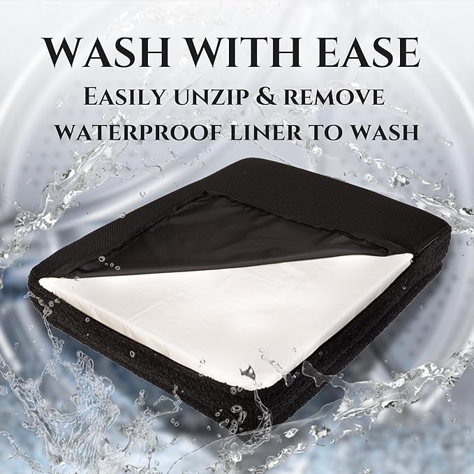 Luxury Boucle Fabric Orthopedic Dog Bed with Memory Foam | Breathable Comfort and Washable Dog Couch Bed with Waterproof Liner & Cover | Ideal Sofa Beds for Medium Dogs - Charcoal 37"x30x6