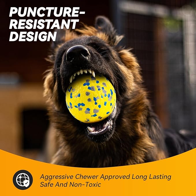 2Pcs Dog Balls, Tennis Balls for Dog Aggressive Chewers, for Large Medium Small Puppy, Training Catch&Fetch, Water Floats Toys, Yellow