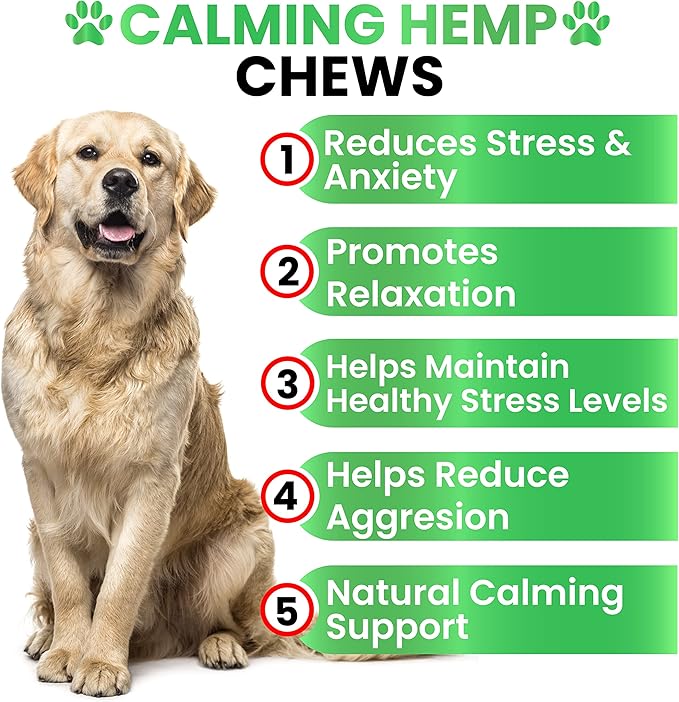 Grateful Pawz Hemp Calming Chews for Dogs - Dog Calming Chews - 170 Anxiety Relief Treats with Hemp Oil - Sleep Aid - Advanced Health Joint Support Supplement - Health & Wellness