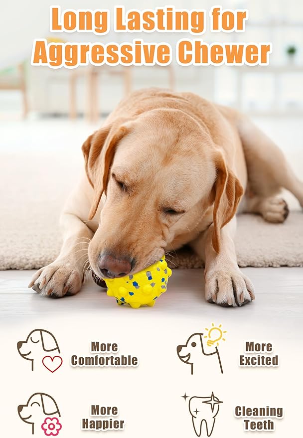 1.96'' Dog Balls for Dogs Aggressive Chewers Indestructible Tennis Durable Bouncy Interactive Dog Toy Balls for Fetch Game Floating Training(Yellow Small)