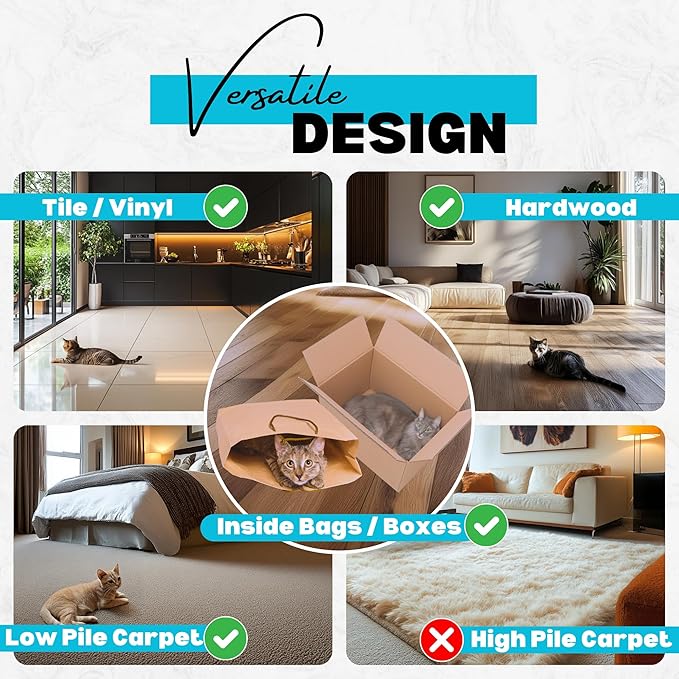 Rolling Rover – Interactive Cat Toy with RGB Wheels, Automatic Moving Mouse-Shaped Design, Feather Butterfly and Bell Attachments, Smart Motion Activated for Indoor Cats & Kittens (Blue)