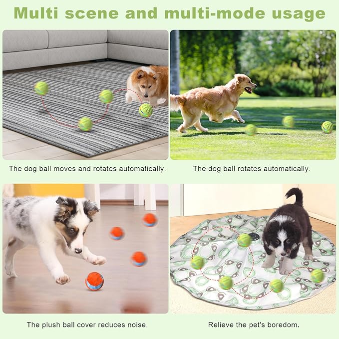 Dog Toys Dog Ball, Durable Motion Active Rolling Balls with Remote Control LED Light, Rubber Peppy Pet Balls for Medium Large Dogs, USB Rechargeable, 3.2-in Diameter (Green)