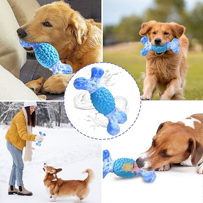 Rensh Tough Dog Chew Toys for Aggressive Chewers, Almost Indestructible Dog Toys for Medium Large Breed, Super Bone Chew Toy to Keep Them Busy & Reduce Boredom, Teeth Cleaning & Training, Milk Flavor