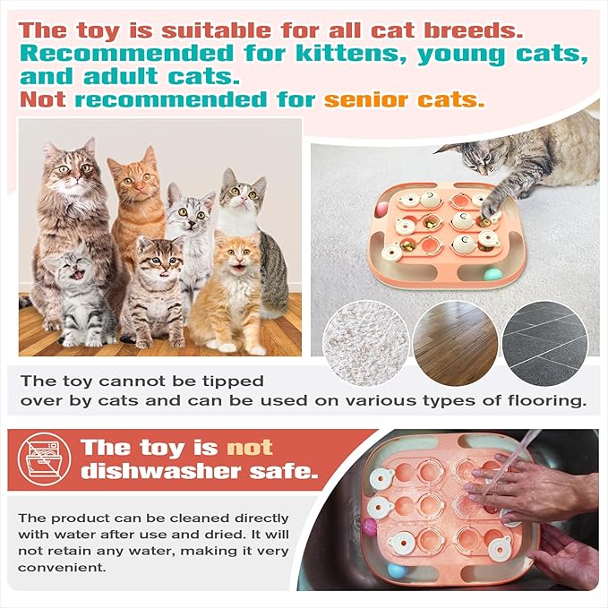 KADTC U.S. Brand & Design All in ONE -2 Levels of Challenge -2 Ways to Play Cat Treat Puzzle Toy & Track Balls for Indoor Cats Puzzles Feeder Kitten Stimulating Enrichment Toy Interactive Game
