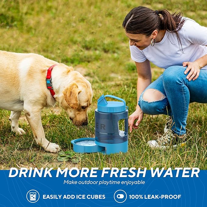 Dog Water Bowl Dispenser 77oz, Large Pet Dog Water Bottle Portable with Pull-Out Travel Water Bowl for Dogs, Portable Water Bowl for Dogs on The Go, Camping Essentials Hiking Traveling Accessories