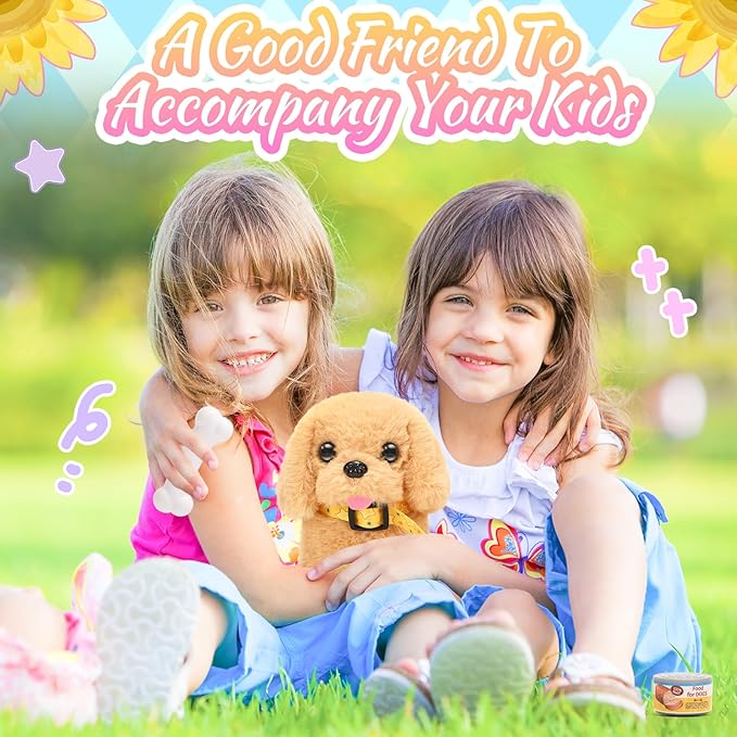 Tagitary Plush Toys Walking Dog Toys That Can Walk, Bark and Wag Tail,Interactive Electronic Pet Toys Puppy with Leash,Easter Christmas Birthday Gift for Toddlers Kids