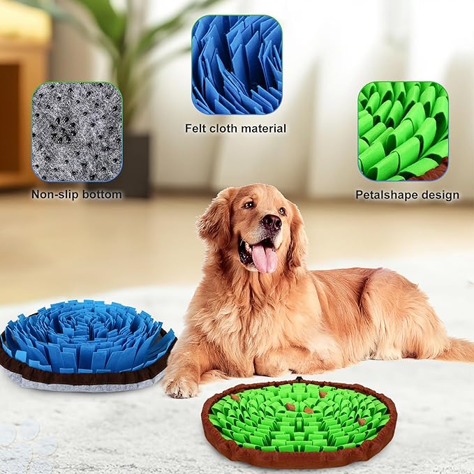 Snuffle Mat for Dogs, 2 PCE Dog Snuffle Mat Adjustable Size Encourages Natural Foraging Skills for Cat and Rabbit or Other Pet