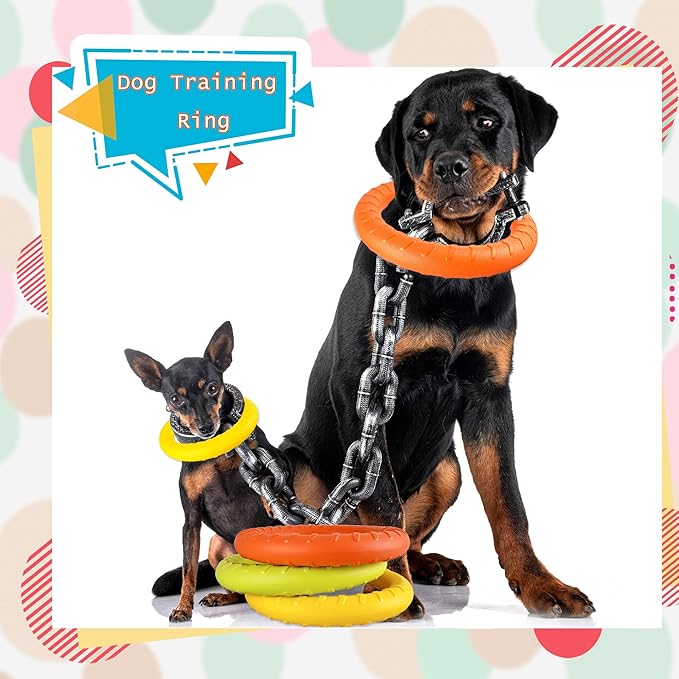 5 Pack Dog Training Ring Toys for Aggressive Chewers Medium Large Breeds Flying Disc Dog Floating Ring for Fetching Catching Throwing Teeth Cleaning Indestructible Pull Toy Outdoor (2 Size)