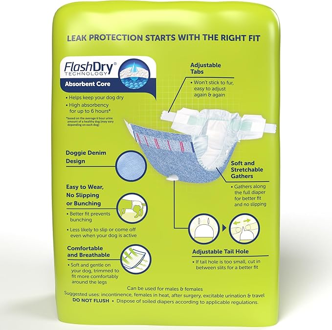 Hartz Disposable Dog Diapers, Size M 32 count, Comfortable & Secure Fit, Easy to Put On