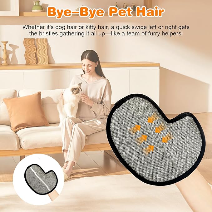 2Pcs Electrostatic Pet Hair Removal Gloves, Reusable Pet Hair Remover Glove for Cats & Dogs, Brush Static Grooming Gloves for Couch, Furniture, Carpet, Car Seat, Curtain