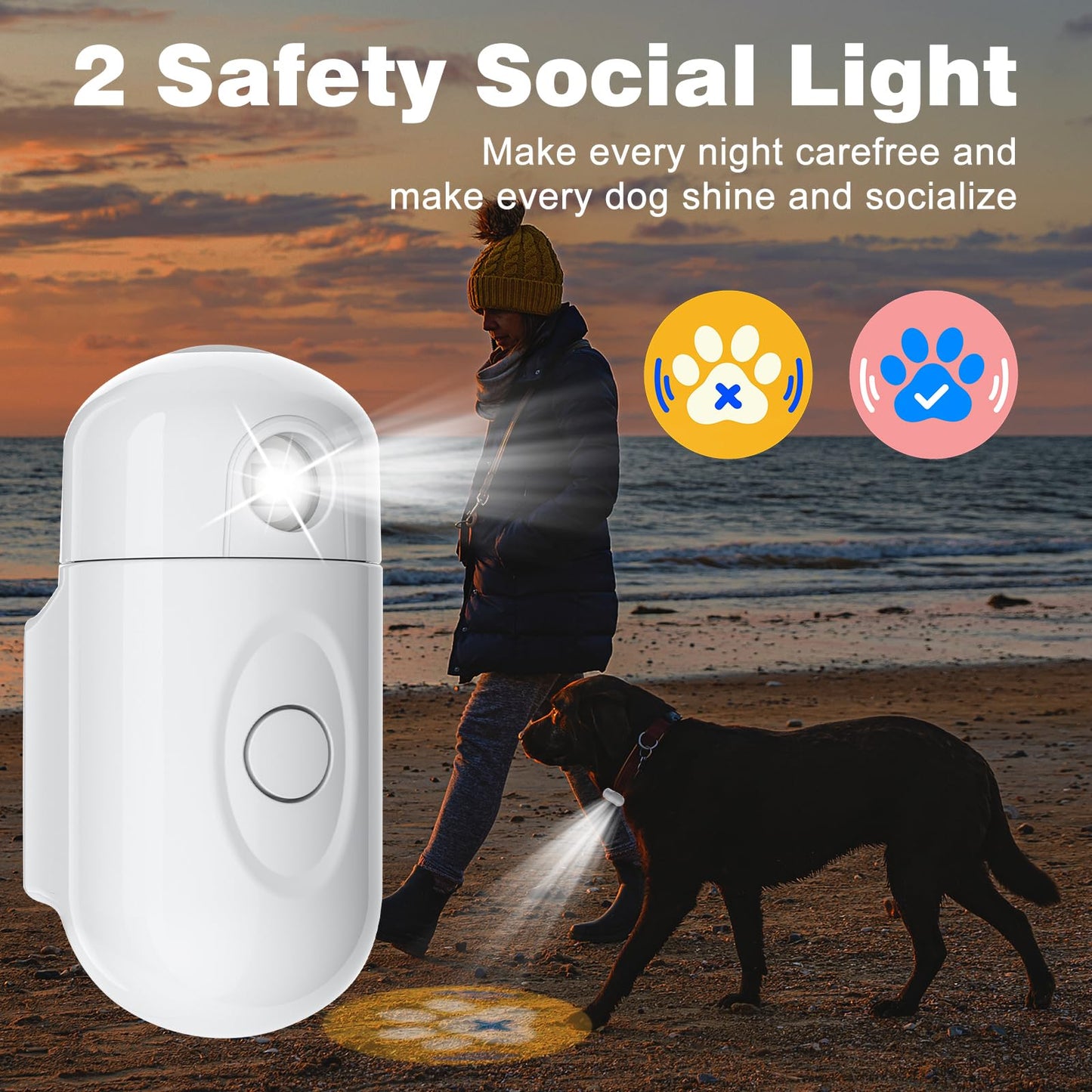 HooBnas Dog Light for Night Walking, 2 Modes Dog Collar Projector Lamp, USB Rechargeable Collar Light for Nighttime Clip on or Wearable for Walking, Running, Camping, Cycling