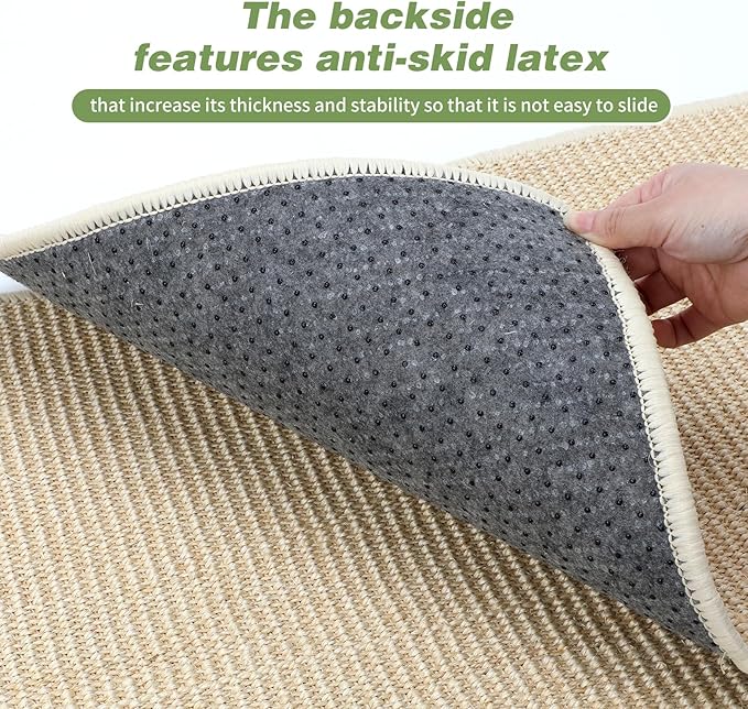 FHTONGE 2 Pcs Sisal Rabbit Scratching Mats for Cage Bedding, Bunny Scratch Pads Rabbit Mats with Non-Slip Base, Rabbits Chew Toys Grass Mats for Claws Teeth Grinding Biting Sleeping Nesting Cooling