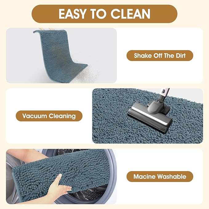 IM HOME 48" x 38" Dusty Blue Dog Door Mats for Muddy Paws, Chenille Absorbent Dog Mat, Non Slip Heavy Mud Mat for Dogs, Soft Pet Bed Mat for Entryway, Mud Paws, Inside Floor