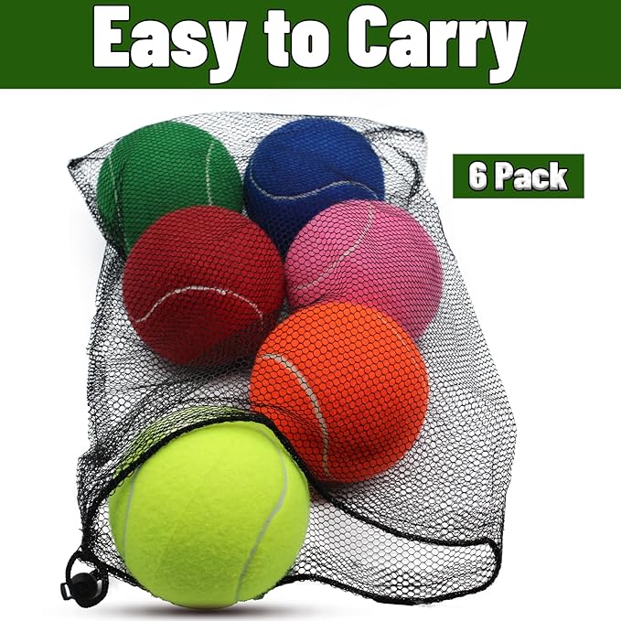 Magicorange Large Tennis Balls for Dogs, 6 Pack 4 Inch Big Tennis Ball Pet Chew Toy Large Balls for Outdoor/Indoor Sports (Multicolor, 6 Pack)