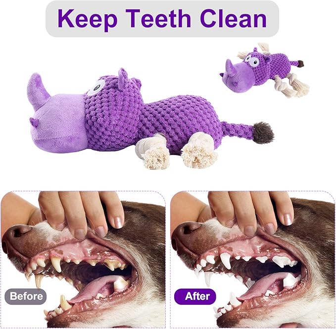 Squeaky Dog Toy - Plush Interactive Toy, Ideal for Large Dogs, Medium & Small Breeds, Aggressive Chewers & Puppies During Teething