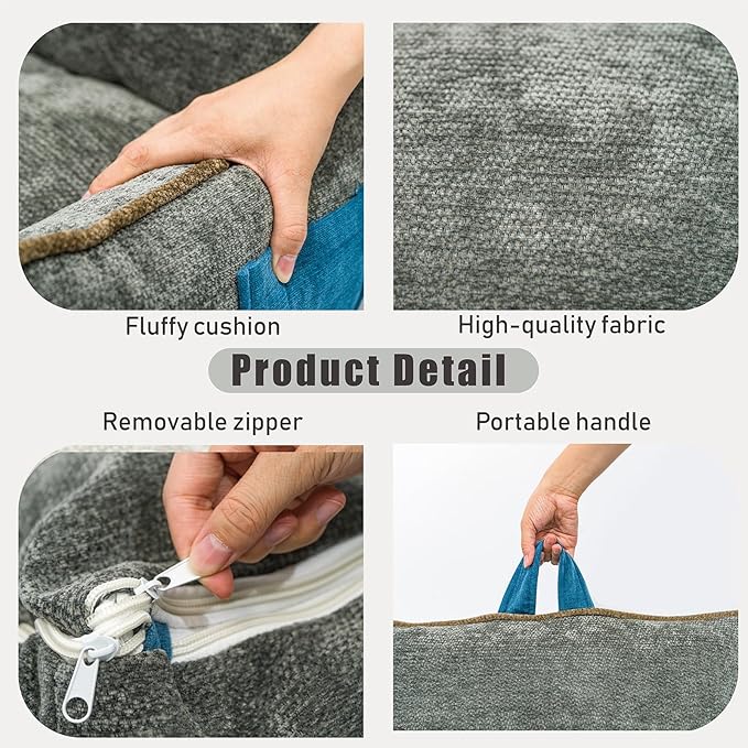 Orthopedic Dog Bed for Small Dogs - Washable Pet Bed with Removable Side Bolsters, Non-Slip Durable, Plush Cat Sofa for Comfort - Soft Supportive Small Dog Sofa (Light Grey)