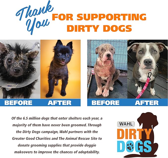 Wahl USA Pet Refresh Cleaning Wipes for All Dog Breeds - Use on Ears, Nose, Paws, Bottom, & Sensitive Areas - 50 Wipes - Model 820017A