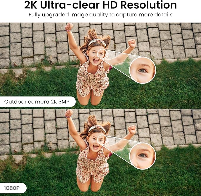 2K Cameras for Home Security-Outdoor/Indoor Camera for Dog/Cat/Pet/Nanny/Baby, Color Night Vision, White Light, Siren, 24/7 SD Recordings, Works with Alexa/Google Home, C1 (C1-White-2pack-2.4G)