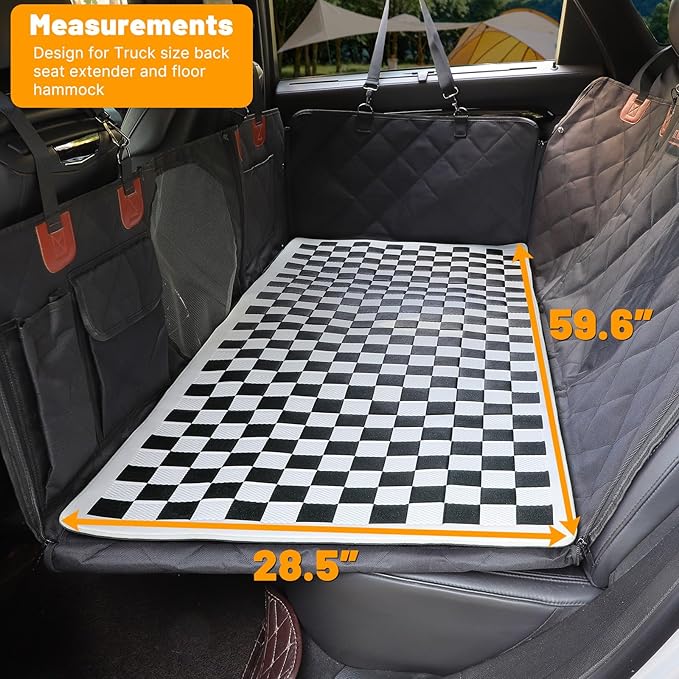 Non-Slip Pet Bed Mat for Truck Back Seat Extender, Hair Resistant Dog Blanket for Hard Bottom Dog Car Seat Cover, Anti Slip Pet Linner Backseat Cover Black Plaid XL