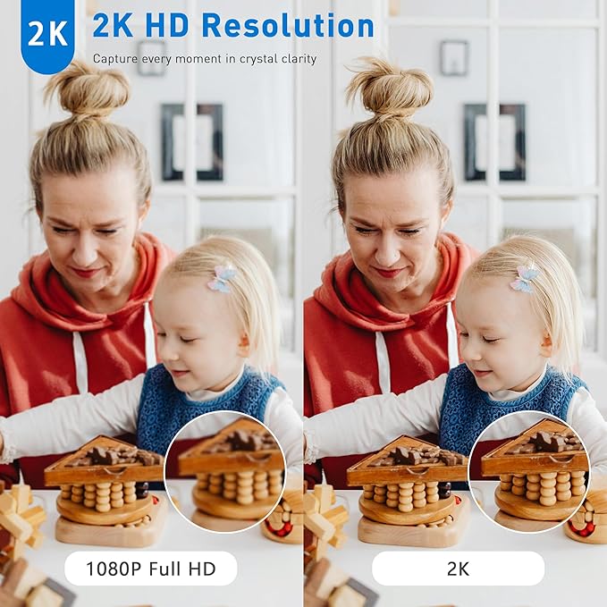 2K Home Security Camera, Indoor Camera for Dog/Pet/Elder/Baby Monitor, Smart Phone App Siren, 2-Way Audio, Advanced Motion Detection Night Vision, 4pcs,SD/Cloud Storage, Alexa Compatible