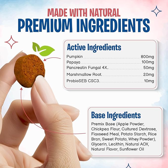 Flying Dog Probiotics for Dogs, Digestive Health, Diarrhea & Bowel Support, Dog Probiotics Soft Chew for Pet Immune System, Pumpkin, Dog probiotics for Yeast, Itchy Skin and Itchy Ears