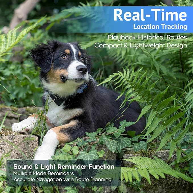 SUOFEIYA GPS Pet Tracker,Real-time Tracker for Dogs,Activity & Fitness Monitor,Virtual Fence,Waterproof,LED Light