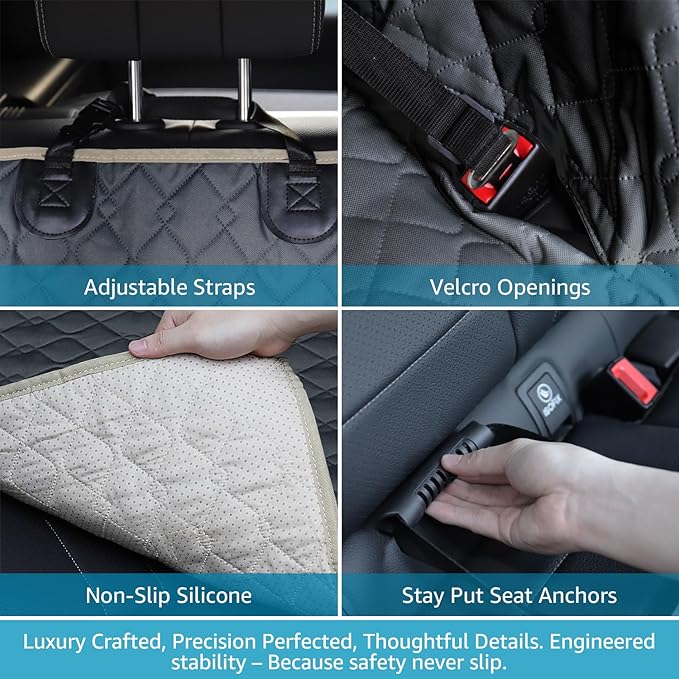 Lassie Dog Car Seat Covers for Back Seat, Waterproof Dog Car Hammock with Mesh Window Durable Scratch Proof Nonslip Pet Carseat Covers Universal Fit Protector for Cars, Trucks & SUVs