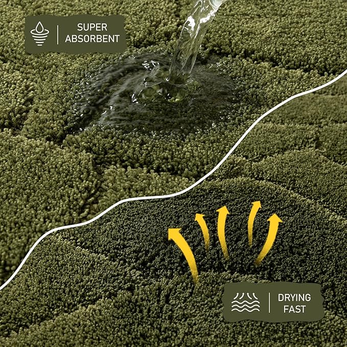 Large Dog Door Mat for Muddy Paws, 22x47 Absorbent Dirt Trapper Long Door Mat, Non-Slip Washable Mud Mat for Dogs, Polyester Microfiber Soft Pet Rug for Entryway, Mud Dog Paws, Patio (Olive Green)