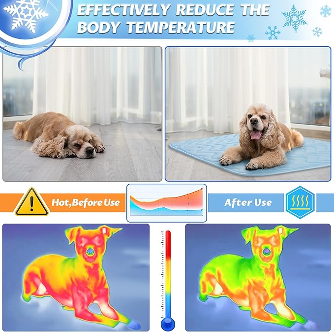 Dog Cooling Mat for Hot Weather-Waterproof Portable Pet Cooling Pad,Cool on Contact,for Crate, Cars & Outdoor Use, Relief for Overheated Dogs (59"x40")
