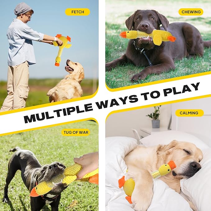 Fida Dog Chew Toys for Aggressive Chewers Rubber Neck, Squeaky Dog Toys for Large Dogs, Indestructible Dog Toy Durable Puppy Teething Toys Plush Duck Dog Toy to Keep Them Busy