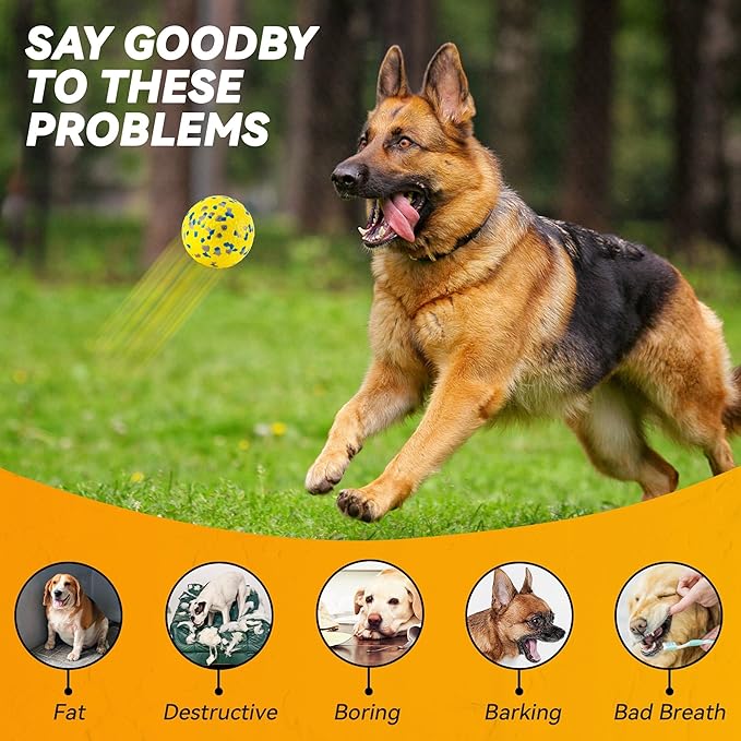 2Pcs Dog Balls, Tennis Balls for Dog Aggressive Chewers, for Large Medium Small Puppy, Training Catch&Fetch, Water Floats Toys, Yellow