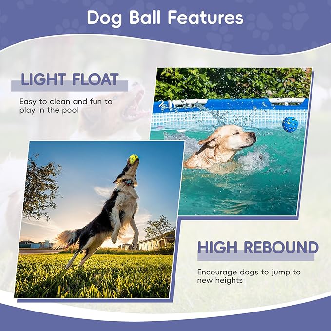 Dog Balls Tennis Balls for Dogs, Dog Toys for Aggressive Chewers, Durable Rubber Teething Chew Toys Water Floating Ball, Interactive Fetch Ball for Large Medium Small Dogs, Pets