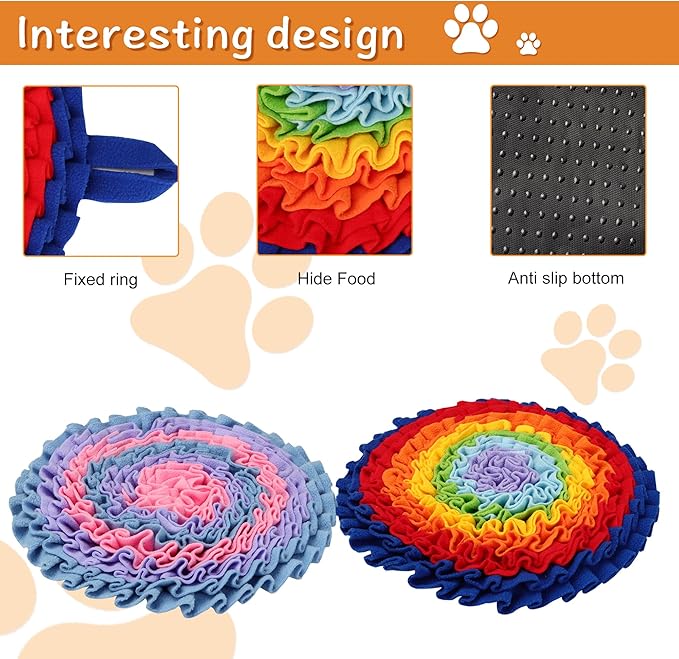 2 Pcs Snuffle Mat for Dogs, Pet Slow Feeding Interactive Toys for Smell Training, Foraging Skills, Suitable for Puppy or Cat