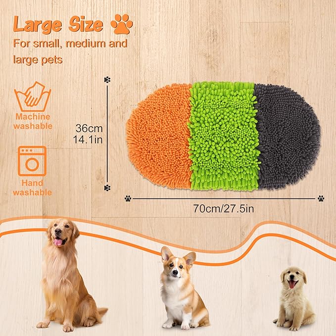 Snuffle Mat for Dogs, Interactive Toys for Pet, 12'' x 27'' Cat Slow Feeding Bowl Washable and Encourages Natural Foraging Skills, Comfortable Texture for Rabbits