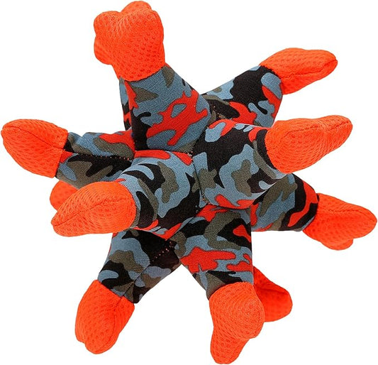 Dog Chew Squeaky Toys, Dog Teeth Cleaning Toy, Tug of War, Stuffed Jack Bone Toy with Squeakers, Interactive Toy for Small Medium Large Dogs, Orange