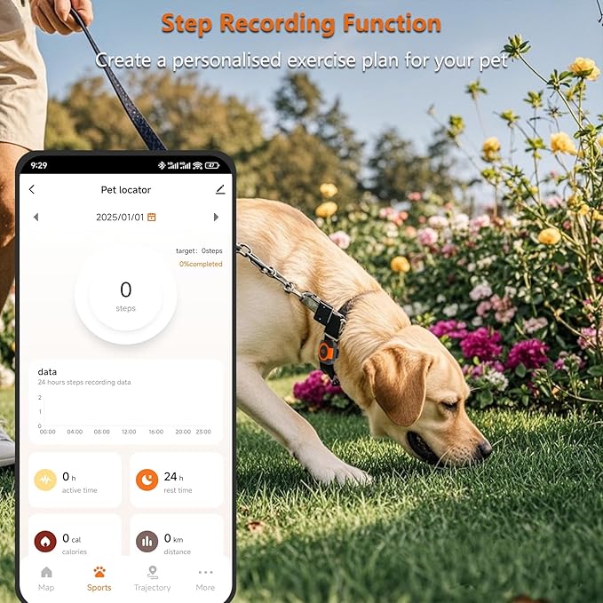 GPS Tracker Health Monitoring for Dogs, GPS Location & Smart Pet Activity Tracker, Works with Any Collar (Android and iOS Universal)