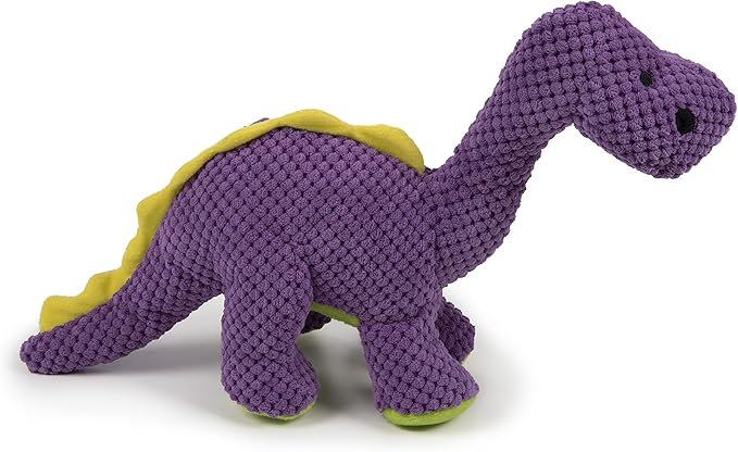 goDog Checkers Dinos Bruto Squeaky Plush Dog Toy, Chew Guard Technology - Purple, Large