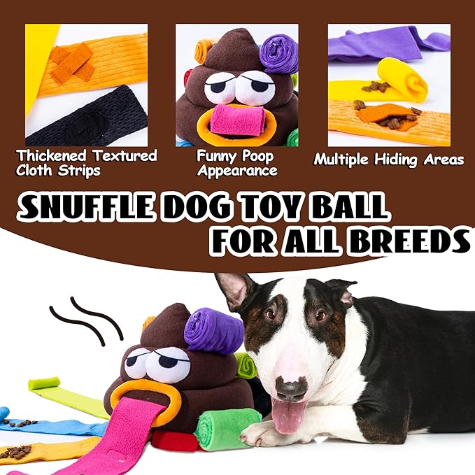 Upgrade Poop Interactive Snuffle Dog Toys Snuffle Ball for Dogs Small Medium Large Breed,Dog Puzzle Toys Slow Feeder Treat Ball for Boredom,Squeaky Pet Snuffle Mat Enrichment Toys