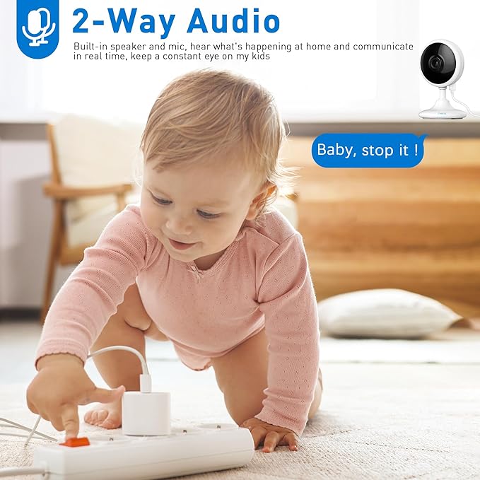 2K Home Security Camera, Indoor Camera for Dog/Pet/Elder/Baby Monitor, Smart Phone App Siren, 2-Way Audio, Advanced Motion Detection Night Vision, 4pcs,SD/Cloud Storage, Alexa Compatible