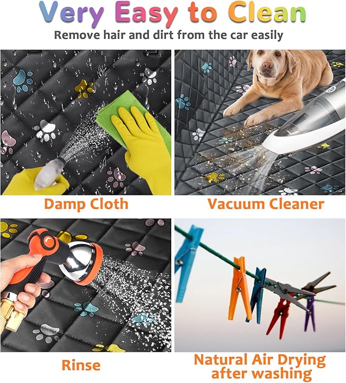 URPOWER 6-in-1 Dog Car Seat Cover for Back Seat, Waterproof Dog Car Hammock with Mesh Window, Non-Slip Pet Backseat Protector for Cars, Trucks and SUVs