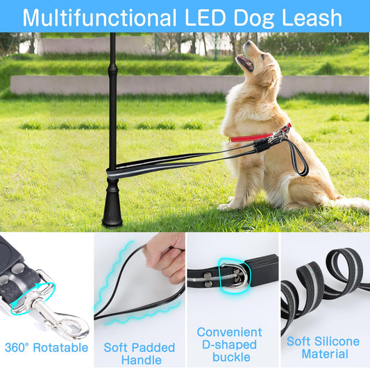 2025 Upgrade 4 Ft Led Dog Leash, 12 Lighting Modes Light Up Dog Leash Rechargeable - 4 Ft Lighted Dog Leashs for Night Walking Safety Glow in The Dark, Silicone Dog Leashs for Small Medium Large Dogs