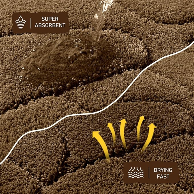 Large Dog Door Mat for Muddy Paws, 22x47 Absorbent Dirt Trapper Long Door Mat, Non-Slip Washable Mud Mat for Dogs, Polyester Microfiber Soft Pet Rug Mat for Entryway, Mud Dog Paws, Patio (Brown)