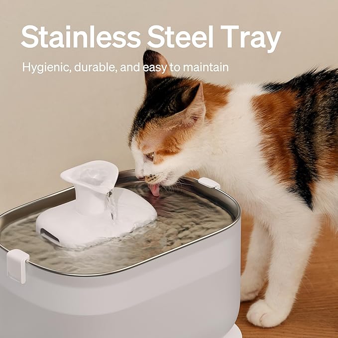PETLIBRO Cat Water Fountain, Wireless Pump Cat Fountain, 2.5L/84oz Pet Water Fountain for Cats Indoor Stainless Steel, Cat Water Dispenser with Two Flow Modes, Pet Fountain for Drinking Easy Clean
