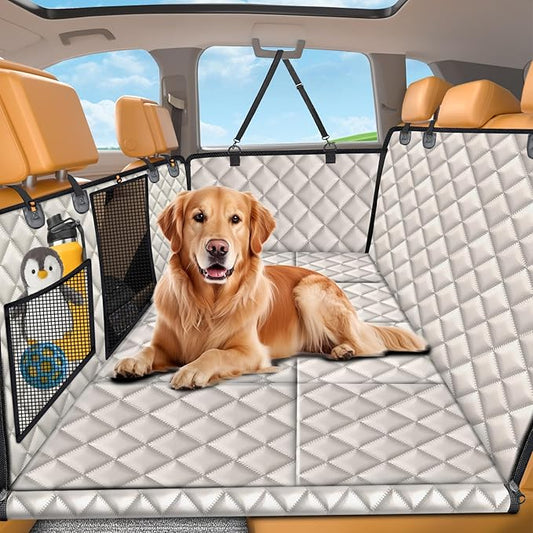 URPOWER Hard Bottom Dog Seat Cover with Mesh Window Waterproof Bench Dog Car Seat Cover for Back Seat Nonslip Pet Rear Seat Protector for Fur & Mud, Washable Dogs Hammock for Cars Trucks and SUV